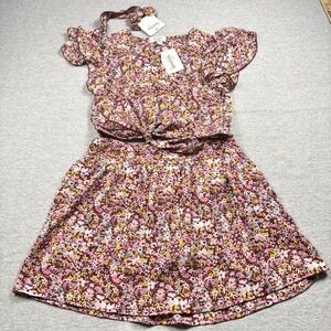 NWT Speechless Kids Floral 2-Pc Dress Skirt Ruffle Sleeve Top Girls 16 Y2K